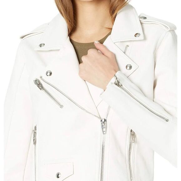 NWT BlankNY Pure Motivation Faux Leather Moto White Jacket. Size XS(2). - Picture 4 of 13